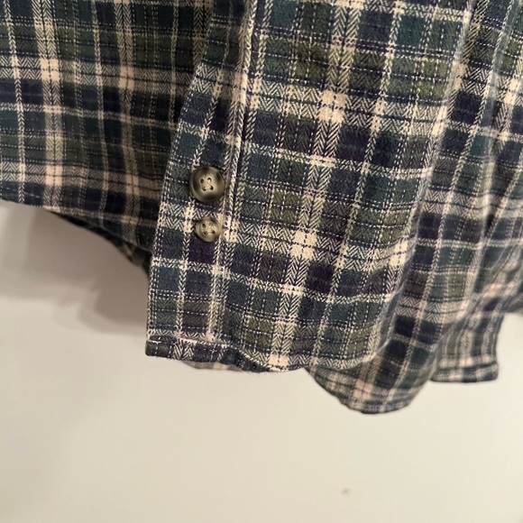 LL Bean Plaid Shirt Long Sleeve Green white mens button down flannel shirt top - Picture 3 of 12
